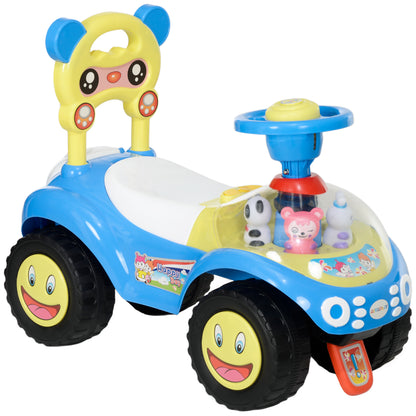 Foot to Floor oddler Ride on Toy w/ Music, Light, Horn, Under Seat Storage, Anti-Over-Backwards Device, Blue