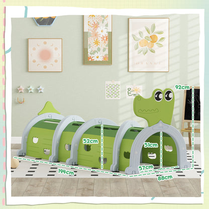Crocodile Design Kids Play Tunnel for Ages 3-6 Crawl and Climb