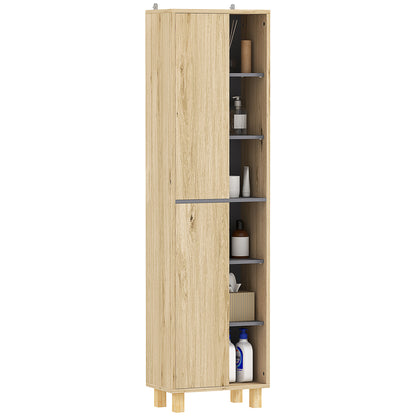 Multi-Storage Slim Bathroom Cabinet - Wood-Effect