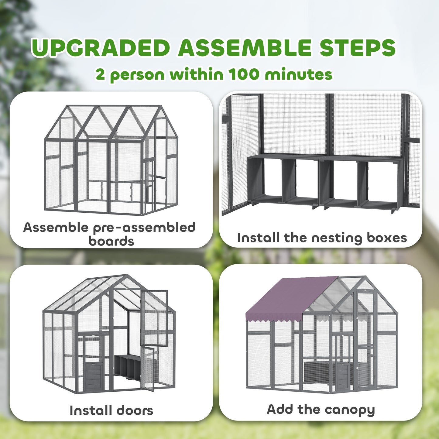Large Walk In Chicken Run with Waterproof & Anti-UV Cover, for 6-8 Chickens, for Garden, Farm, 5.5' x 6' x 6'
