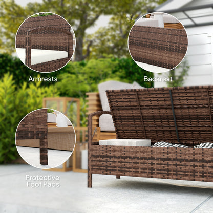 125L Storage Garden Bench, with Cushion - Brown