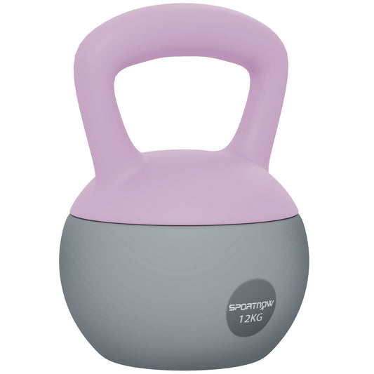 12KG Soft Kettlebell, Kettlebell with Non-Slip Handle for Home Gym, Weight Lifting, Strength Training, Purple/Grey