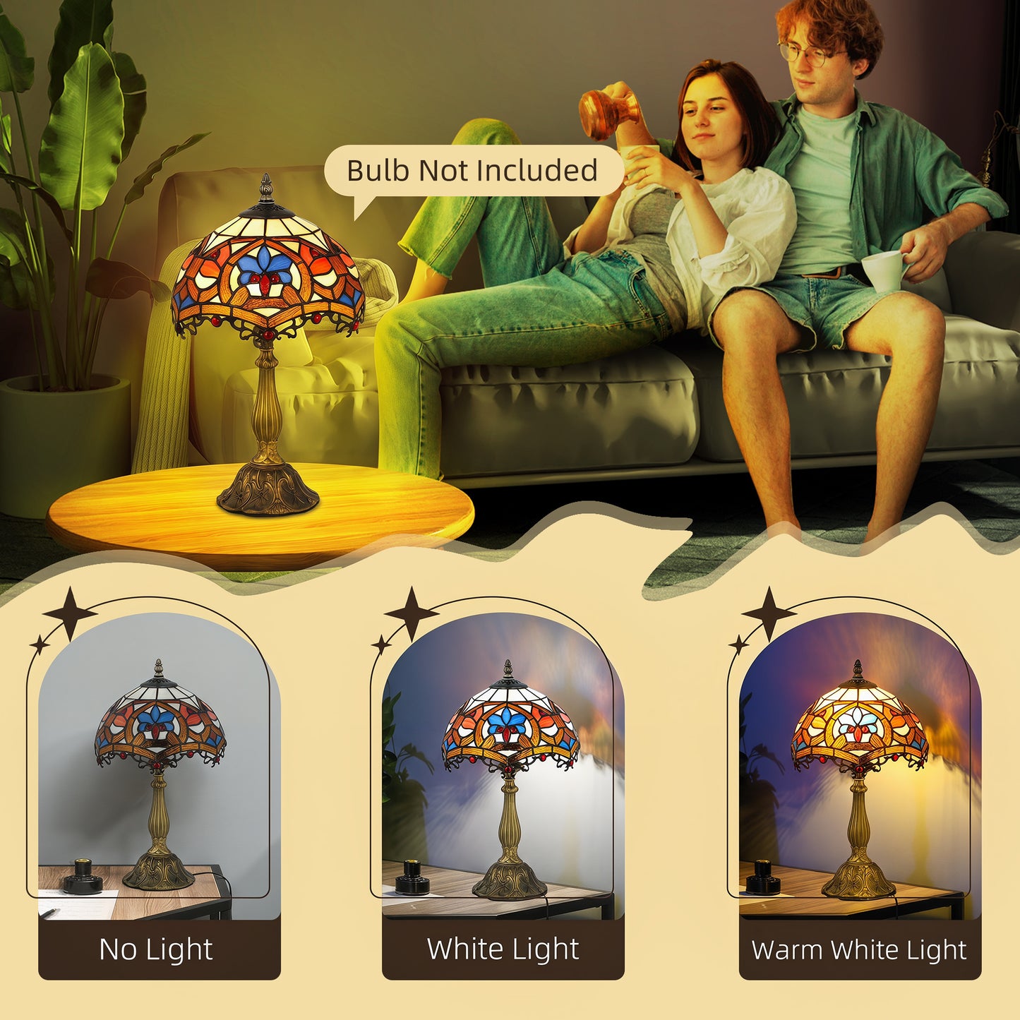 Tiffany Lamp, Stained Glass Table Lamp, Handcrafted Artisan Collectible, Suitable for Living Room and Bedside