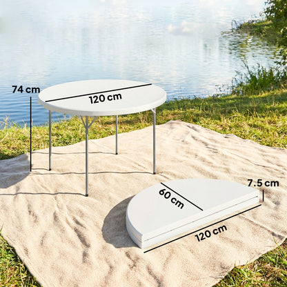 4ft Folding Picnic Table, Camping Table with Non-slip Foot Pads and Metal Frame, 100 kg Load, for Garden, White
