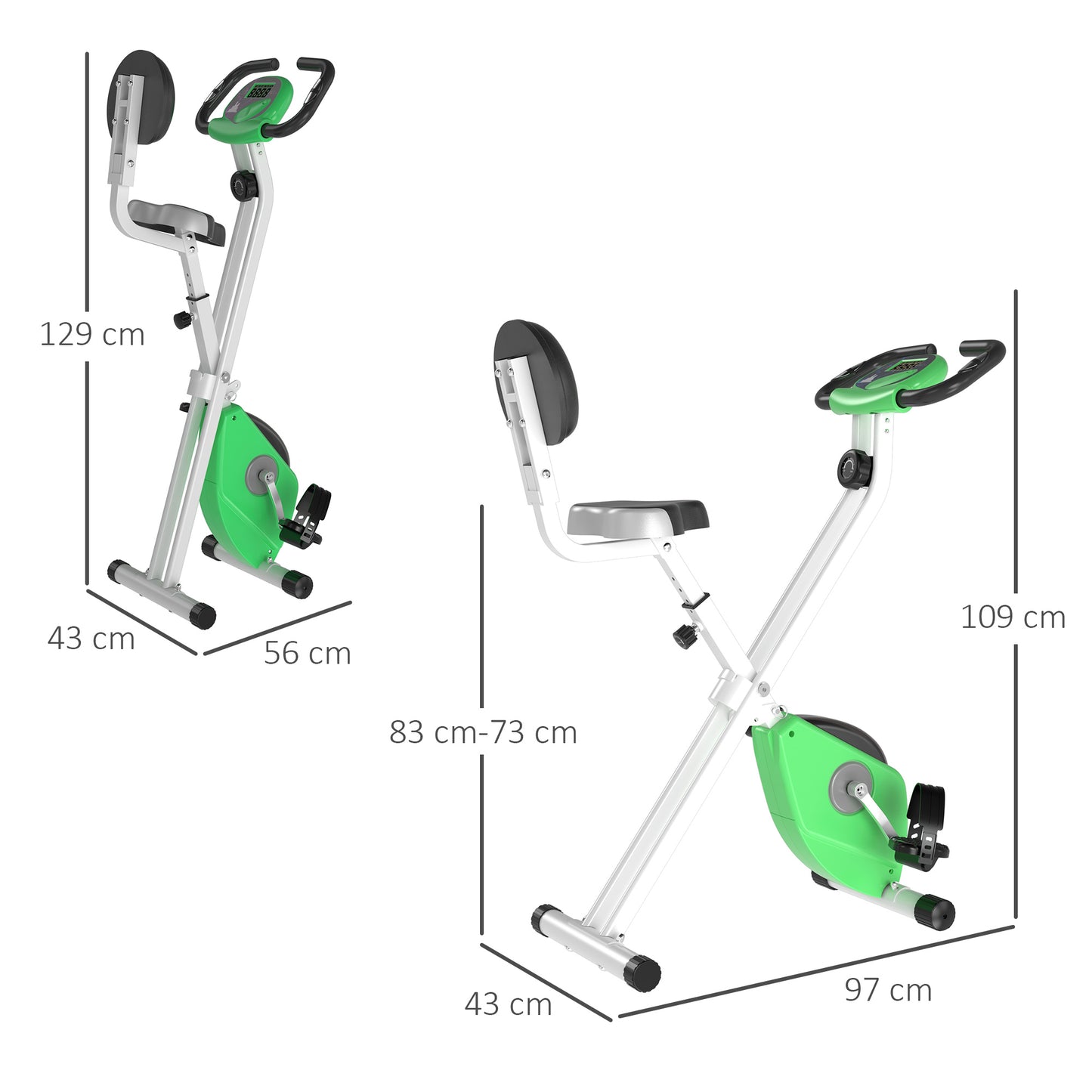 Folding Exercise Bike, Fitness Bicycle Indoor Trainer, Quiet 8-Level Magnetic Resistance, with LCD Monitor