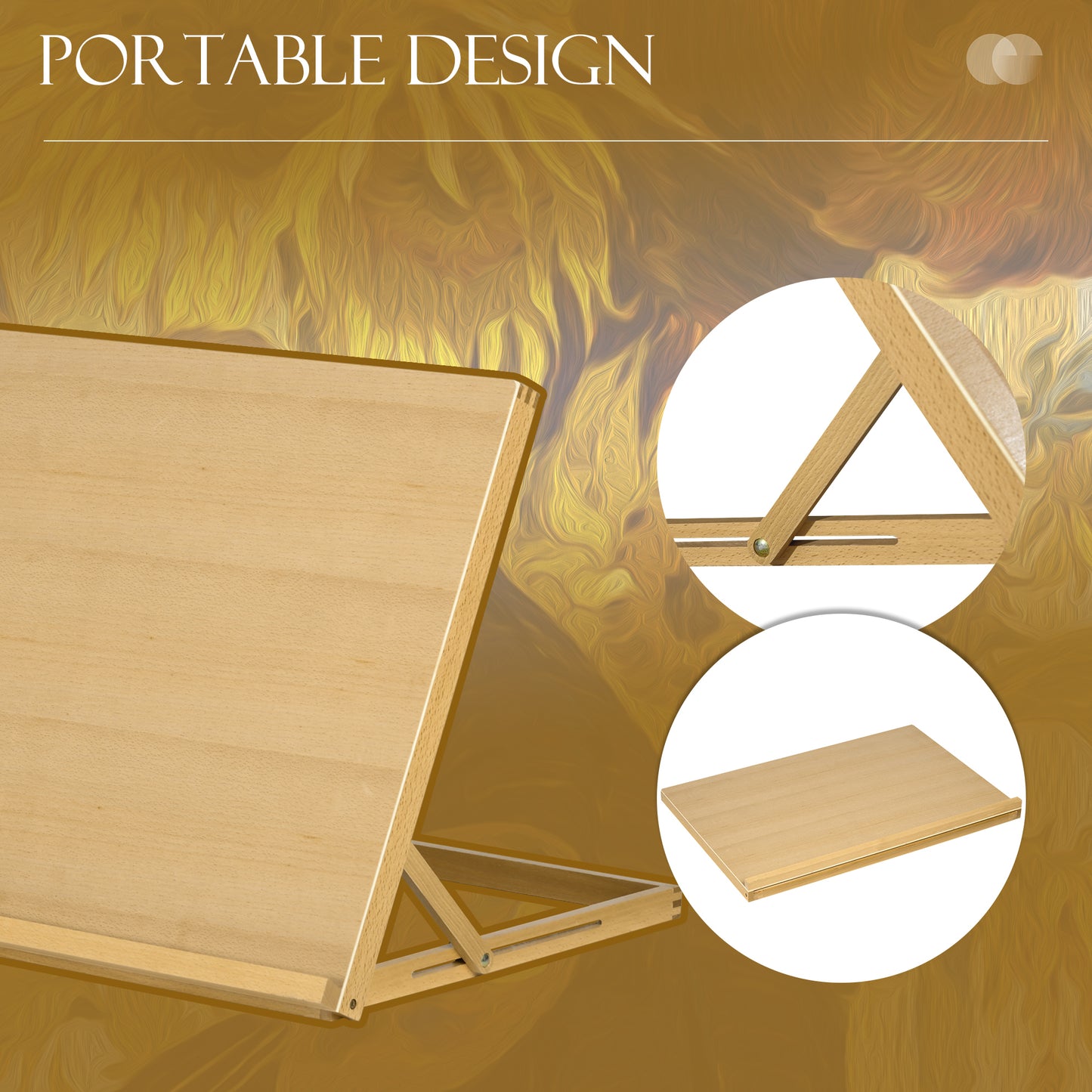 A2 Table Easel, Wooden Drawing Board, Adjustable Desktop Workstation Board for Artists & Crafters