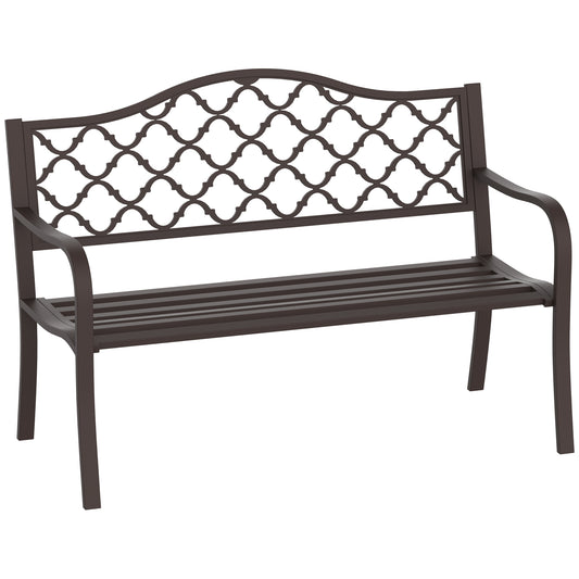 Antique Style Outdoor Cast Iron Front Porch Bench Path Chair Seat, Brown