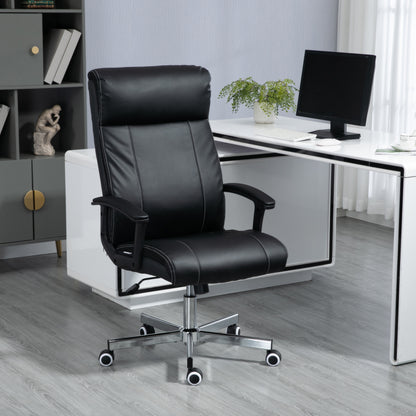 Massage Office Chair, PU Desk Chair with 6 Point Massage, High Back Computer Chair with Metal Legs, Thick Seat