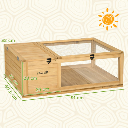 Tortoise House, Small Reptile Wooden House, with Mesh Roofs, Side Panels, for Turtles, Lizards, Geckos and Snakes