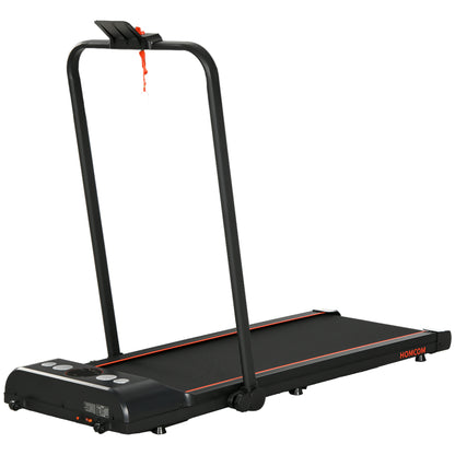 Foldable Walking Treadmill, with LED Display and Wheels, for Home, Office, Gym, Red