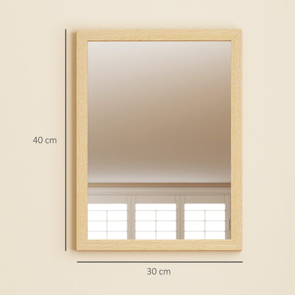 Wall Bathroom Mirror, 30 x 40 cm Wall-Mounted Mirror for Living Room, Bedroom, Hallway, Set of 2, Natural