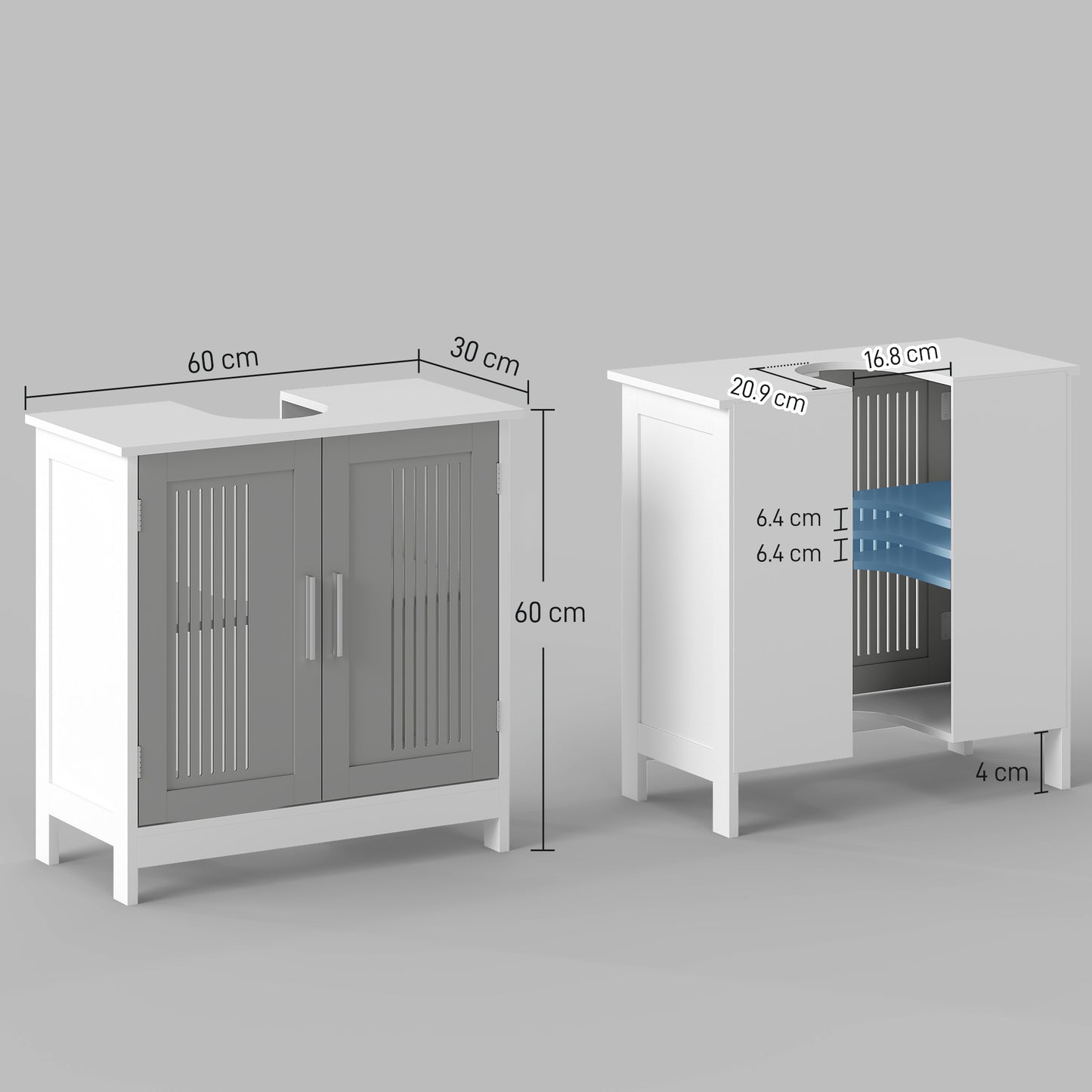 Modern Under Sink Cabinet with 2 Doors, Bathroom Vanity Unit, Pedestal Under Sink Design