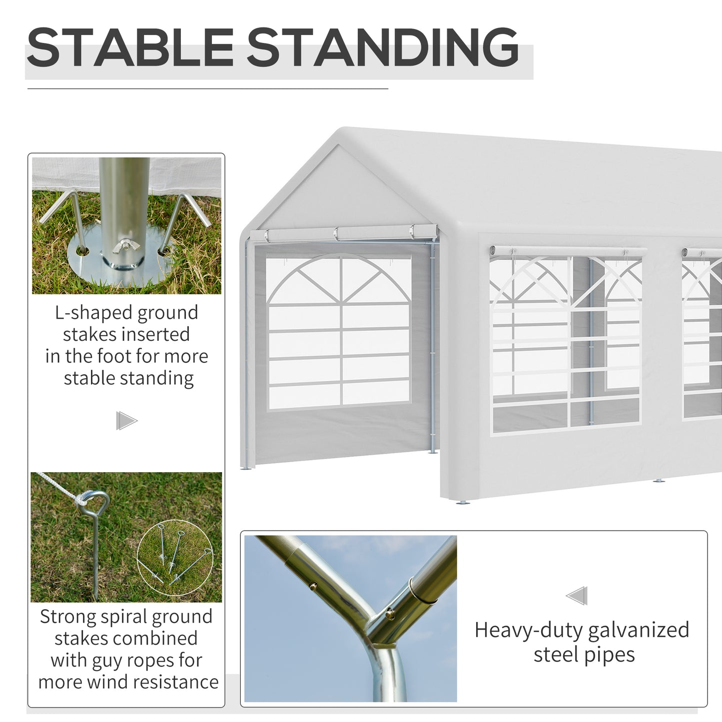 6m x 3m Garden Gazebo Marquee Wedding Shelter Level 4 Wind Protection, White