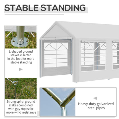 6m x 3m Garden Gazebo Marquee Wedding Shelter Level 4 Wind Protection, White