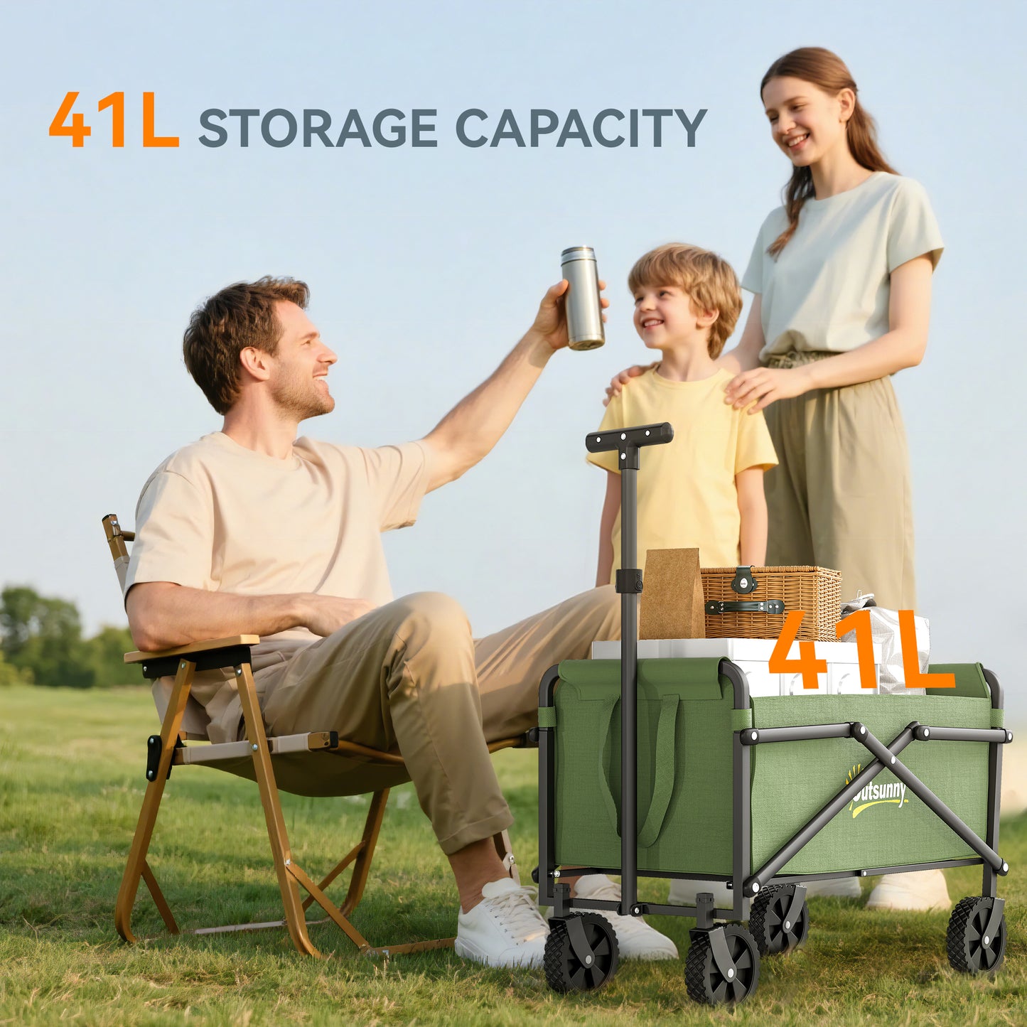 62L Festival Trolley on Wheels, Portable Small Folding Trolley Cart
