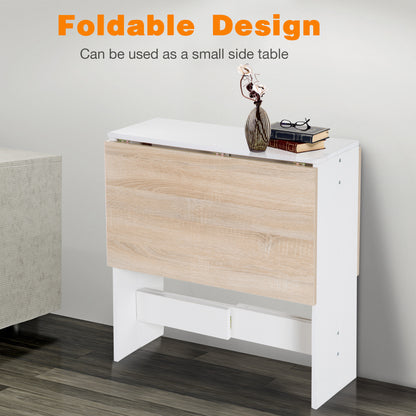 Folding Dining Table, Space-Saving Drop Leaf Kitchen Table for 4-6 People, Multi-functional Desk for Small Space