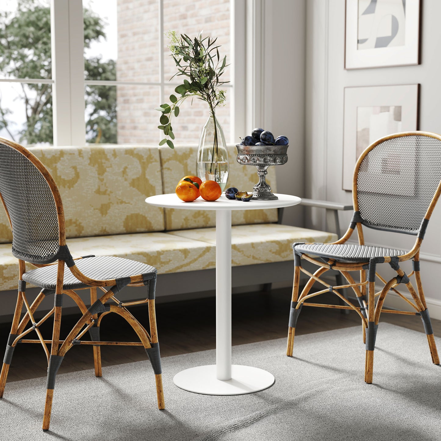 Dining Table, Round Kitchen Table with Steel Base for Living Room, Dining Room, 60 x 60 x 72cm, White