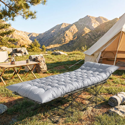 Sleeping Mat, Foldable Camping Mattress Pad with Elastic Straps, Light Grey