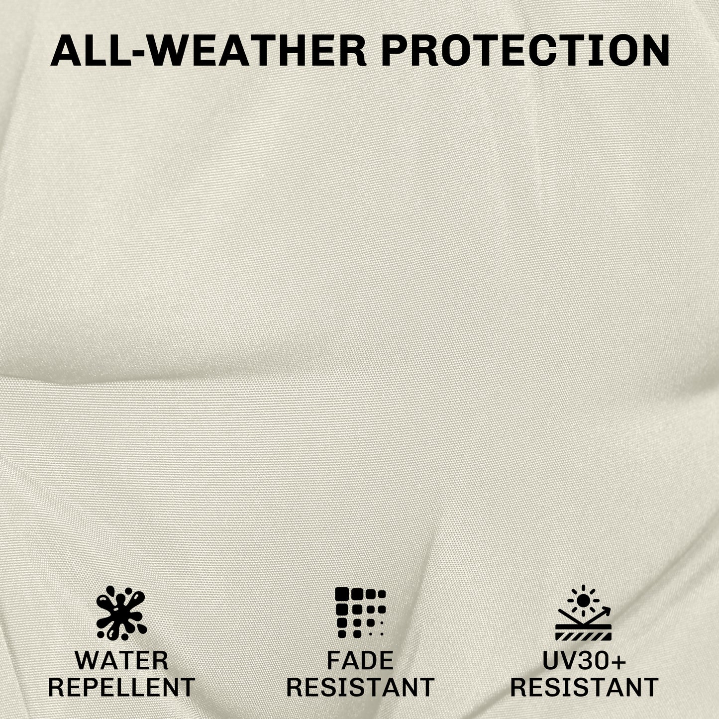 Outdoor Chair Seat Cushions Set of 2, Garden Chair Cushions with 7cm Thick Foam & Ties, Cream White