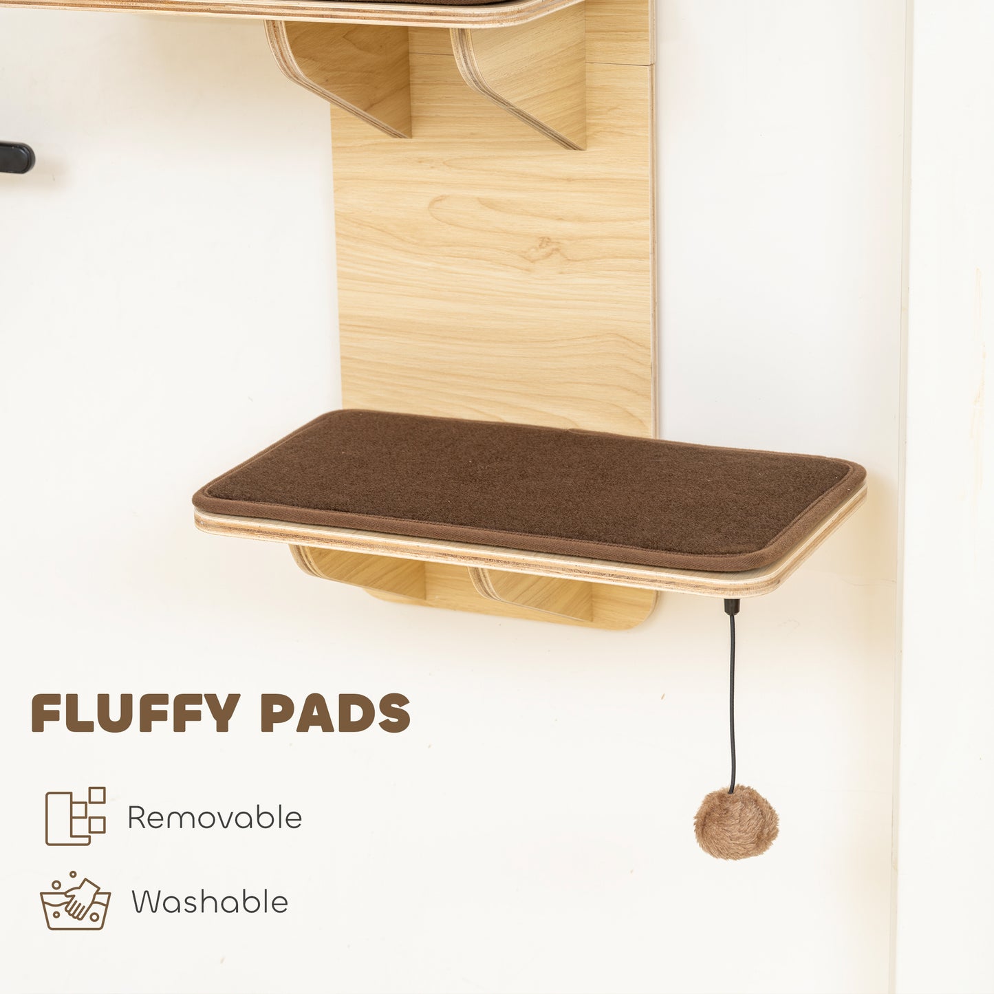 4-Level Door Mounted Cat Tree with Washable Plush Mats, Toy Balls, Door Hanging Cat Shelf for Indoor Cats