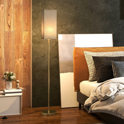 Floor Lamp, Modern Standing Lamp with Linen Shade and Foot Switch, Tall Lamps for Bedroom, Bulb not Included, Gold Tone