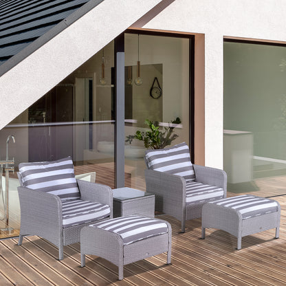 5 Pieces PE Rattan Garden Furniture Set with 10cm Thick Padded Cushions, Wicker Weave Outdoor Seating Chairs