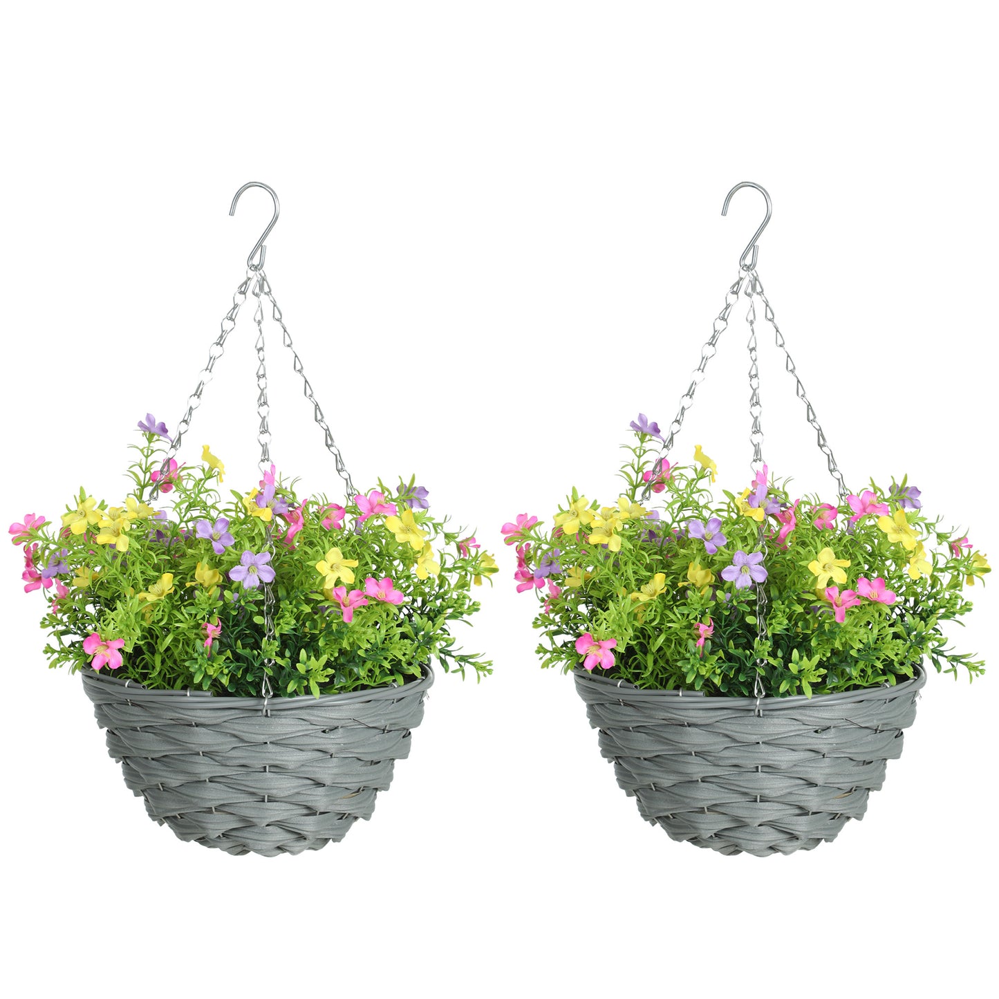 Set of 2 Artificial Hanging Cosmos Flowers - Multi-Colored