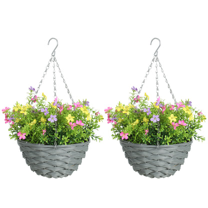 Set of 2 Artificial Hanging Cosmos Flowers - Multi-Colored