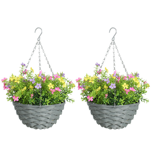 Set of 2 Artificial Hanging Cosmos Flowers - Multi-Colored