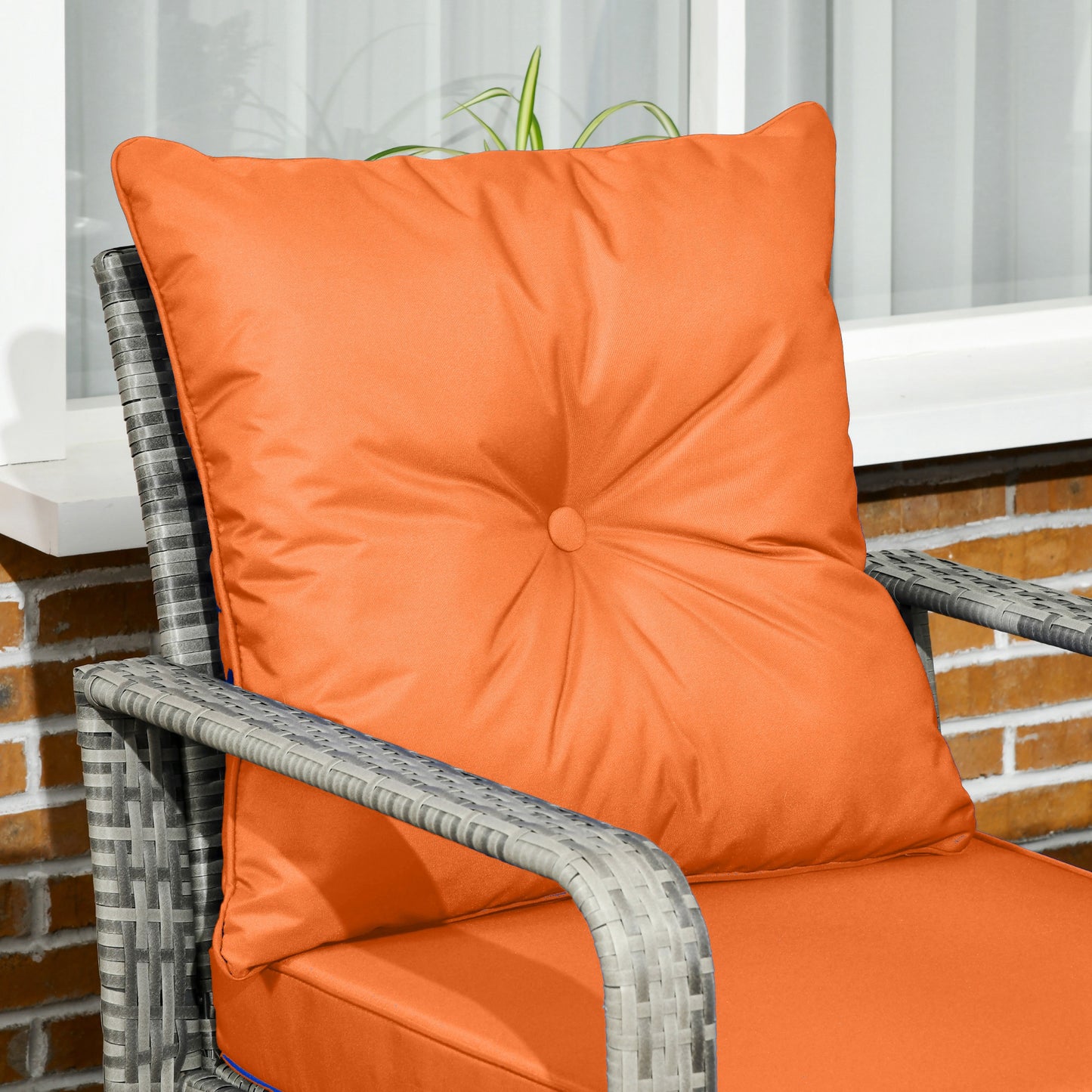 3 Pieces Rattan Bistro Set, Wicker Garden Furniture Set with 72 L Storage Coffee Table and Chairs, Orange