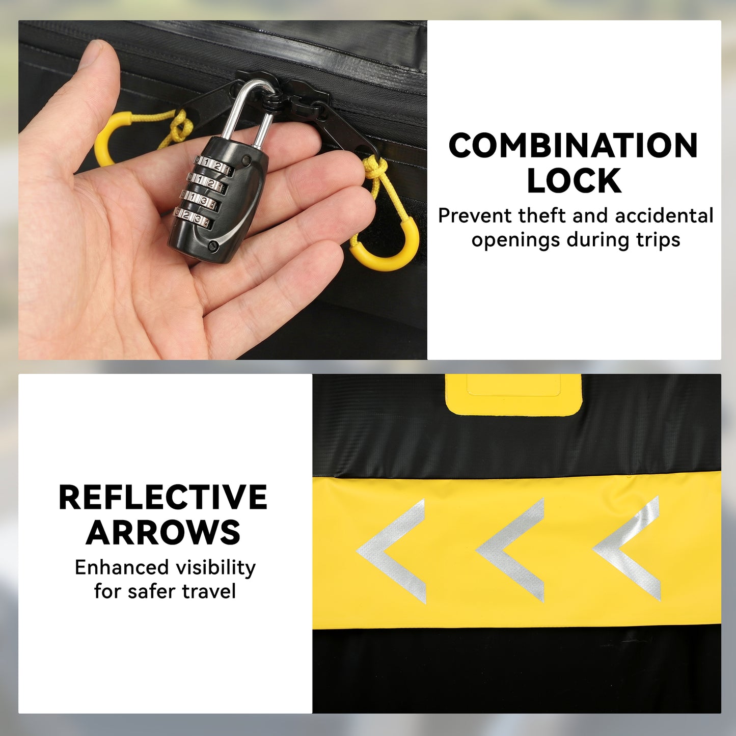 Car Roof Bag, 21 Cubic Feet Waterproof Soft Car Roof Box Roofing Cargo Carrier w/ Reflective Arrows, Door Hooks, Yellow
