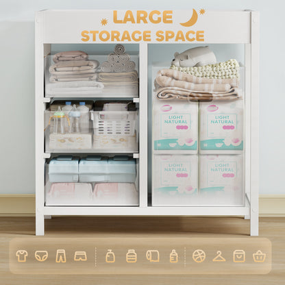 Baby Changing Unit with 4 Storage Drawers, Mat for Bedroom Nursery, 84 x 84.5 cm, White