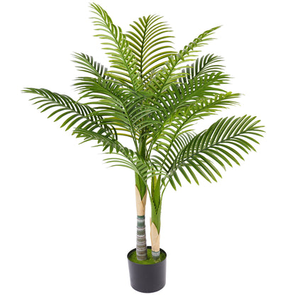 Artificial Palm Tree with 14 PEVA Leaves, 120cm Decorative Artificial Plant with Pot and Moss Effect, Green