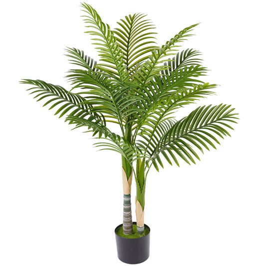 Artificial Palm Tree with 14 PEVA Leaves, 120cm Decorative Artificial Plant with Pot and Moss Effect, Green