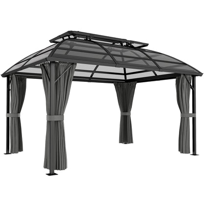 4 x 3m Aluminium Frame Hard Gazebo, with Accessories - Black