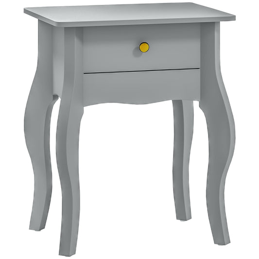 French Style Side Table with Drawer - Grey