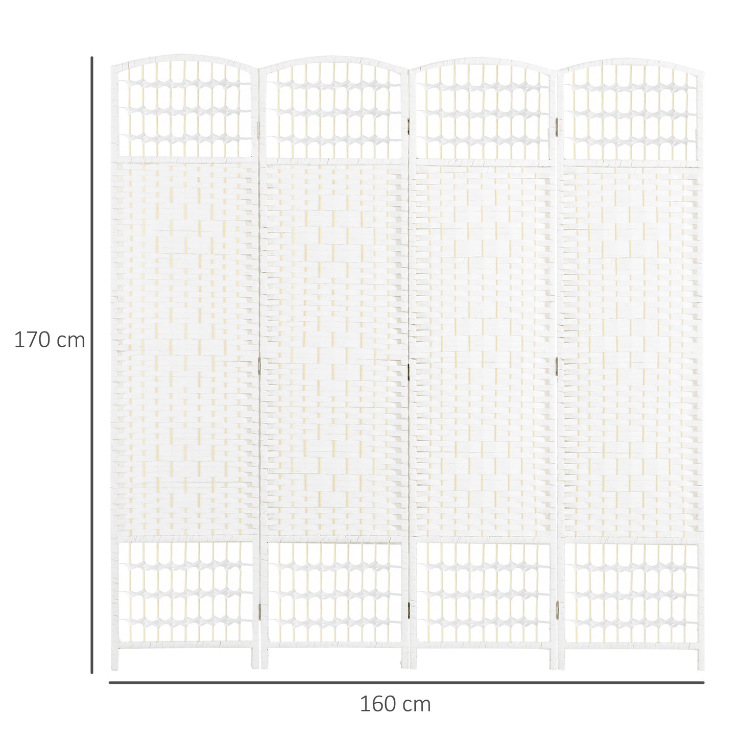 4 Panel Folding Room Divider, Privacy Screen, Paravent Partition Separator for Living Room, Bedroom, White