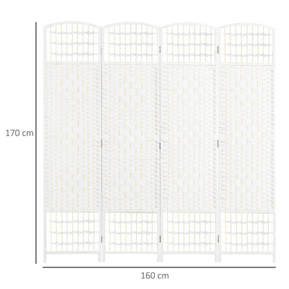 4 Panel Folding Room Divider, Privacy Screen, Paravent Partition Separator for Living Room, Bedroom, White