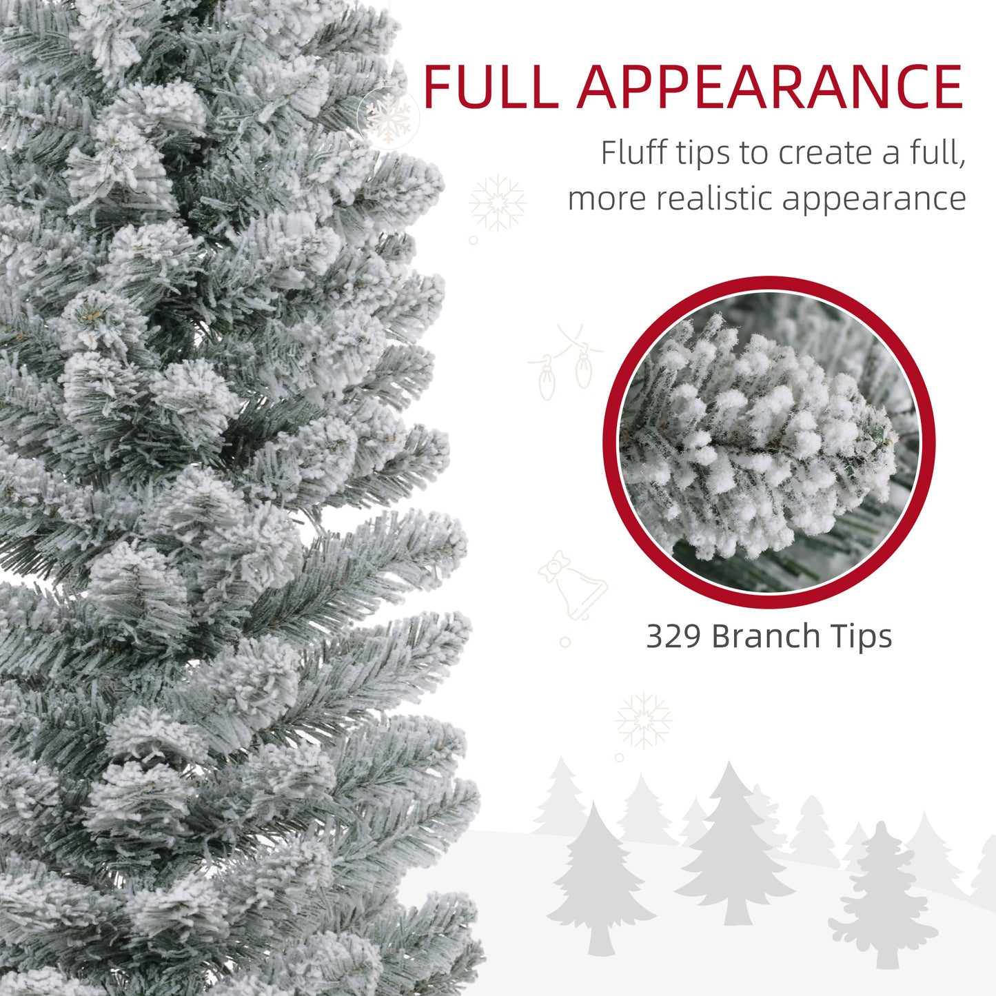 6ft Artificial Snowy Pencil Christmas Tree - White