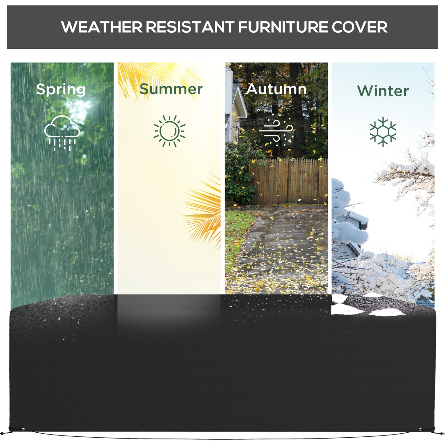 Outdoor Garden Furniture Cover Waterproof, Anti-UV 600D Heavy Duty Oxford Fabric Patio Furniture Cover for Rectangular Sofa T