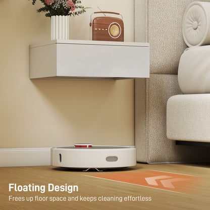 Floating Bedside Table Set of 2, Wall-Mounted Nightstand with High Gloss Finish & Storage Drawer, White