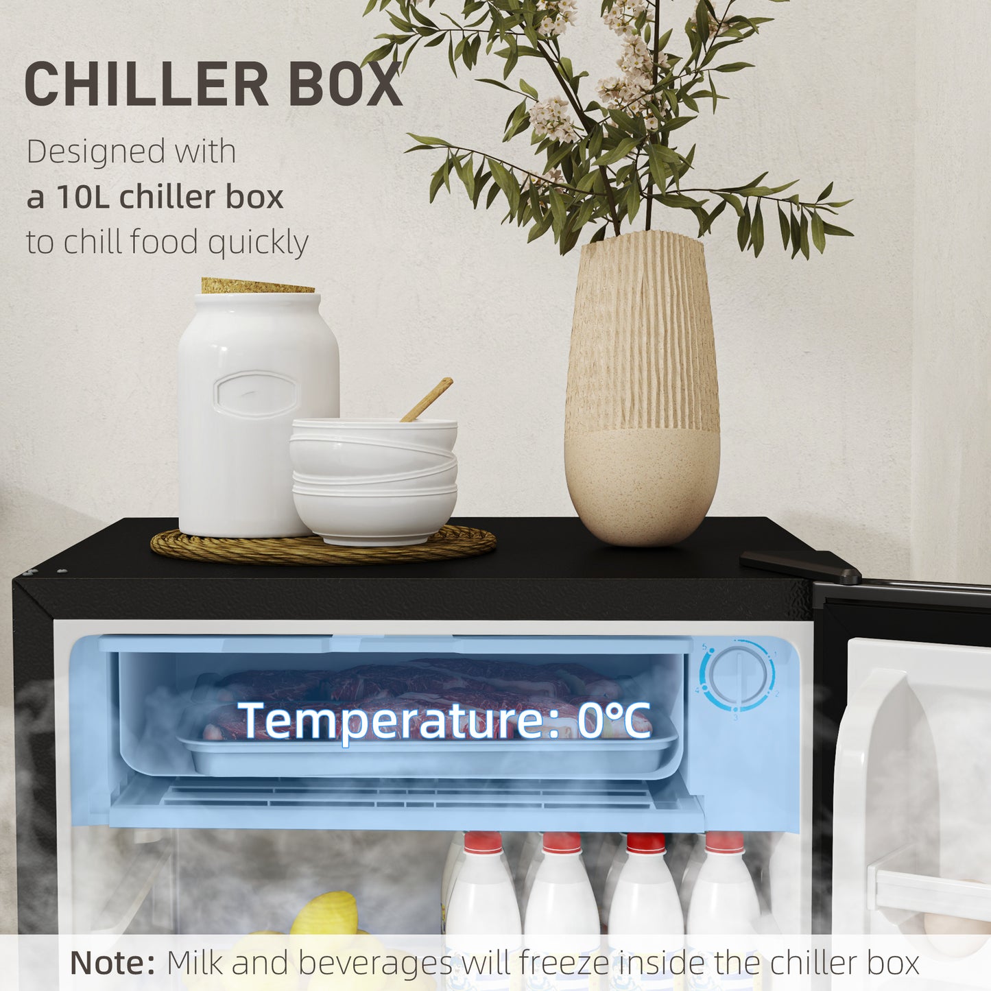 91L Freestanding Under-Counter Fridge with Lock - Black