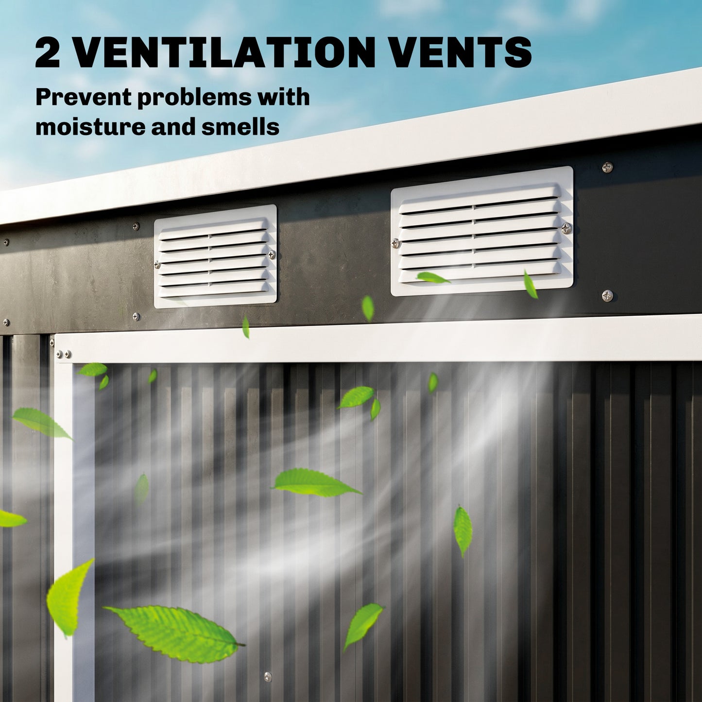 7 x 4ft Galvanised Steel Garden Shed, with Foundation Kit - Dark Grey