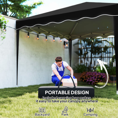 3 x 3cm Adjustable Height Pop-Up Gazebo, with Bag - Black