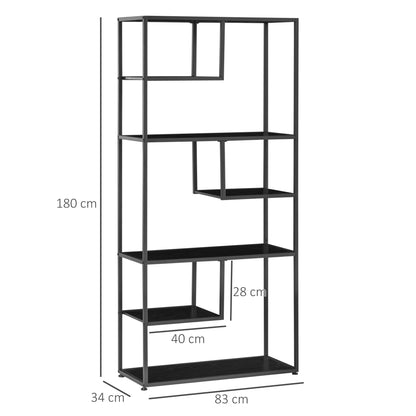 Industrial Accent Display Rack 7 Tier Bookcase, Display Rack for Living Room, Office, Bedroom, Black