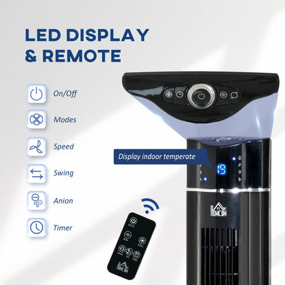 Anion Tower Fan for Bedroom, 42 inch, 6 m/s Powerful Velocity, Standing Floor Fan with 60° Oscillating, 3 Modes, 3 Speeds