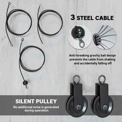 Weight Pulley System, Cable Pulley System for Home Gym, Cable Machine LAT Pull Down Attachment for Biceps Curl, Tricep