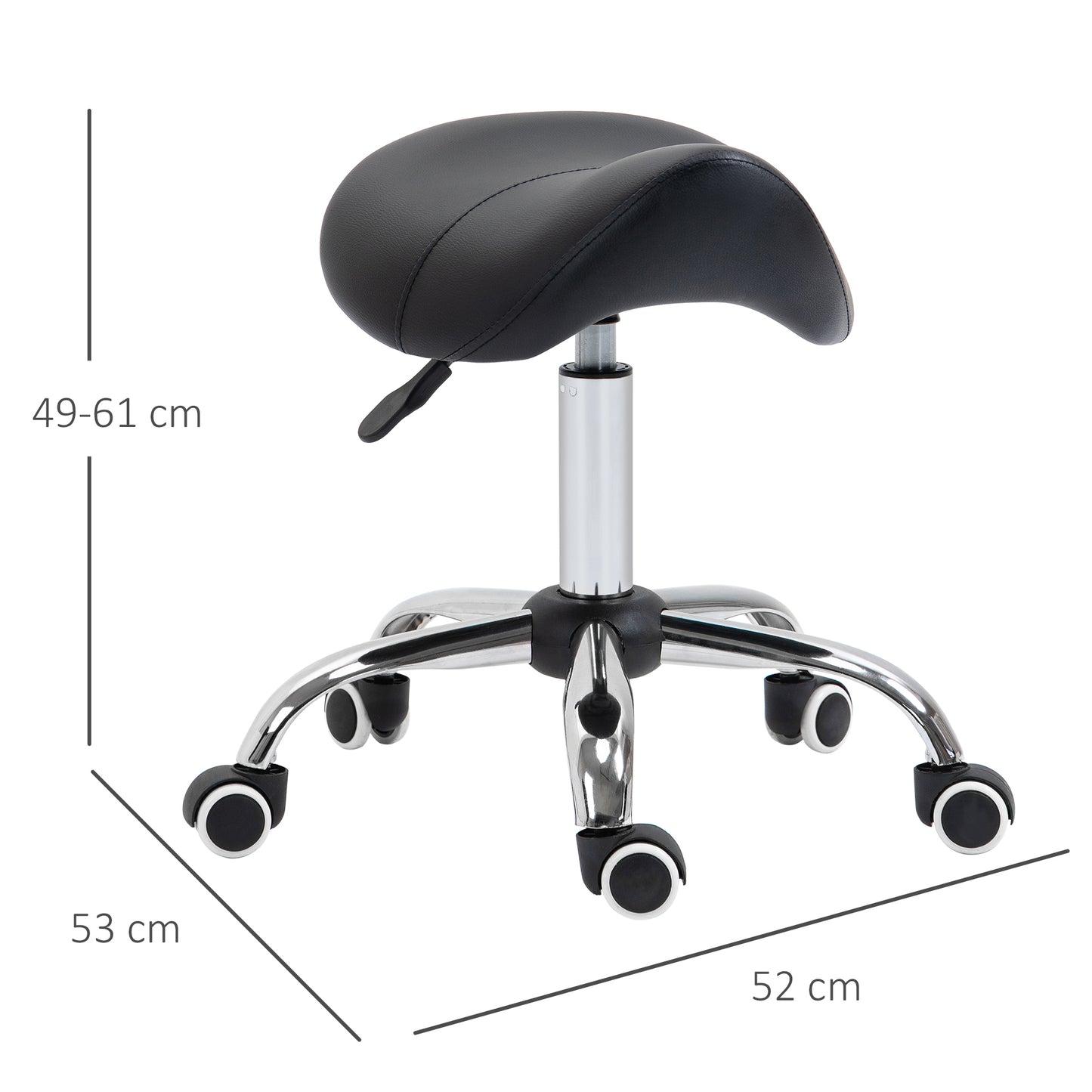 Cosmetic Stool 360° Rotate Height Adjustable Salon Massage Spa Chair Hydraulic Rolling Faux Leather Saddle Stool Mobility