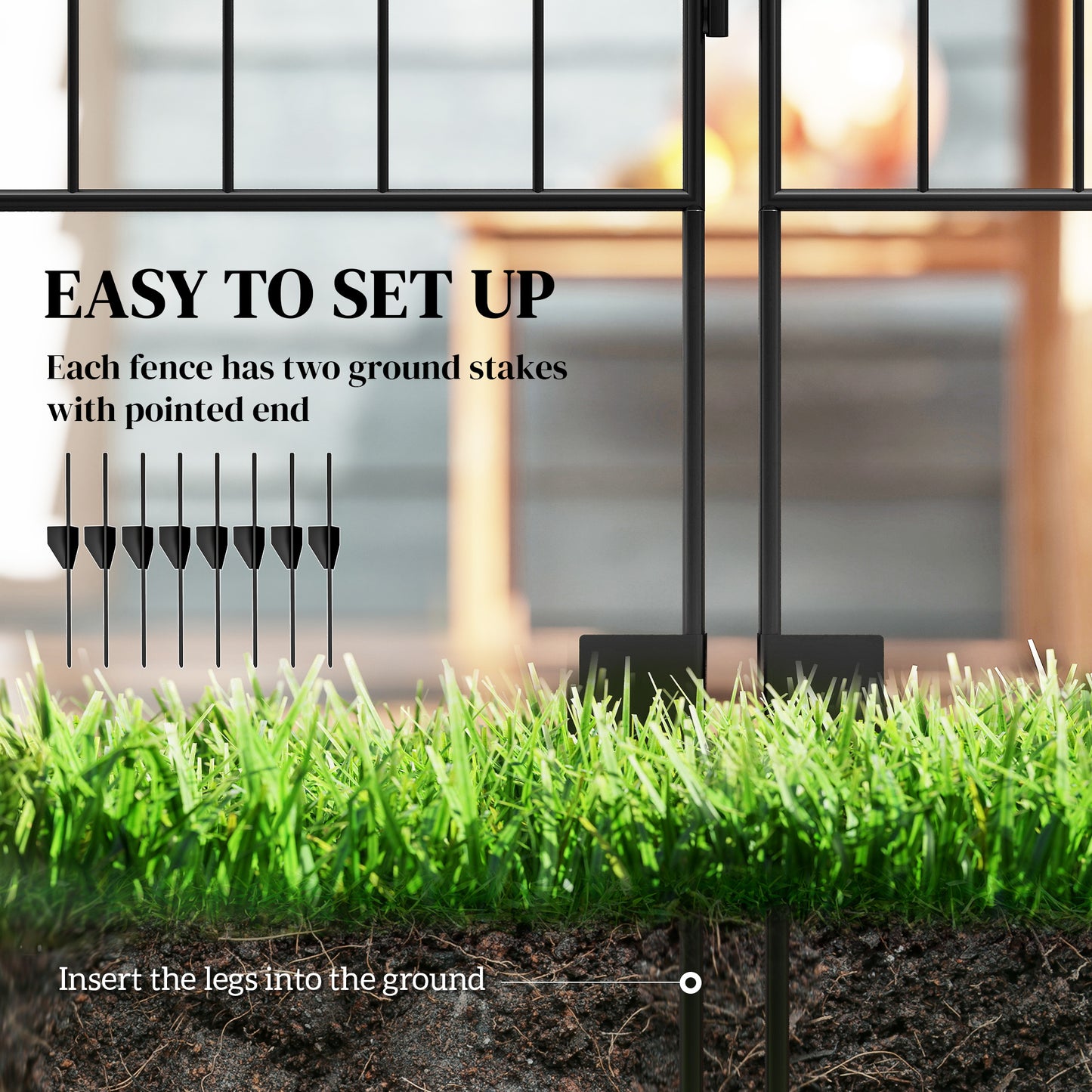 Decorative Garden Fencing, 4PCs Outdoor Picket Fence Panels