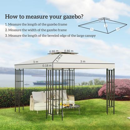 3 x 3 m Replacement Gazebo Canopy - Cream White